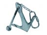 Dark Blue Whitewashed Cast Iron Anchor Key Chain 5 - 2