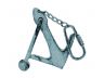 Dark Blue Whitewashed Cast Iron Anchor Key Chain 5 - 1