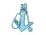 Light Blue Whitewashed Cast Iron Anchor Key Chain 5 - 1