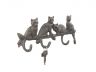 Cast Iron Sitting Cat Family Decorative Metal Wall Hooks 11 - 2