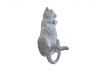 Whitewashed Cast Iron Happy Fat Cat Decorative Metal Wall Hook 6 - 2