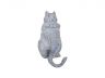 Whitewashed Cast Iron Happy Fat Cat Decorative Metal Wall Hook 6 - 1