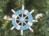 Rustic Light Blue and White Decorative Ship Wheel With Seashell Christmas Tree Ornament  6 - 2
