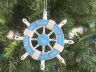 Rustic Light Blue and White Decorative Ship Wheel Christmas Tree Ornament 6 - 2