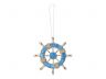 Rustic Light Blue and White Decorative Ship Wheel Christmas Tree Ornament 6 - 1