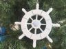 White Decorative Ship Wheel With Seashell Christmas Tree Ornament  6 - 2
