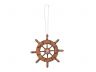 Rustic Wood Finish Decorative Ship Wheel With Starfish Christmas Tree Ornament 6 - 1