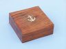 Solid Brass Captains Desk Compass w- Rosewood Box 4 - 1