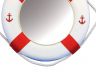 Classic White Decorative Anchor Lifering Mirror With Red Bands 15 - 5