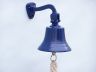 Solid Brass Hanging Ships Bell 6 - Blue Powder Coated - 4