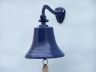 Solid Brass Hanging Ships Bell 9 - Blue Powder Coated - 5