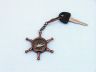 Antique Copper Ship Wheel Compass Key Chain 5 - 1