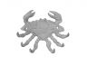 Whitewashed Cast Iron Decorative Crab with Six Metal Wall Hooks 7 - 1