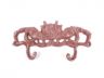 Whitewashed Red Cast Iron Decorative Crab Metal Wall Hooks 10.5 - 1