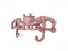 Whitewashed Red Cast Iron Decorative Crab Metal Wall Hooks 10.5 - 2