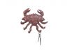 Red Whitewashed Cast Iron Decorative Crab with Six Metal Wall Hooks 7 - 2