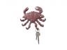 Red Whitewashed Cast Iron Decorative Crab with Six Metal Wall Hooks 7 - 3