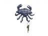 Rustic Dark Blue Cast Iron Decorative Crab with Six Metal Wall Hooks 7 - 2