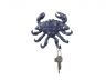 Rustic Dark Blue Cast Iron Decorative Crab with Six Metal Wall Hooks 7 - 3