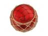 Red Japanese Glass Fishing Float Bowl with Decorative Brown Fish Netting 10 - 1