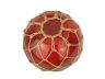 Red Japanese Glass Fishing Float Bowl with Decorative Brown Fish Netting 10 - 4