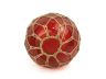 Red Japanese Glass Fishing Float Bowl with Decorative Brown Fish Netting 10 - 5