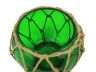 Green Japanese Glass Fishing Float Bowl with Decorative Brown Fish Netting 6 - 10