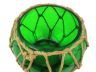 Green Japanese Glass Fishing Float Bowl with Decorative Brown Fish Netting 6 - 8