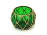 Green Japanese Glass Fishing Float Bowl with Decorative Brown Fish Netting 6 - 6