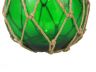 Green Japanese Glass Fishing Float Bowl with Decorative Brown Fish Netting 6 - 1