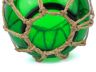 Green Japanese Glass Fishing Float Bowl with Decorative Brown Fish Netting 6 - 7