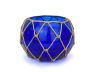 Dark Blue Japanese Glass Fishing Float Bowl with Decorative Brown Fish Netting 8 - 8