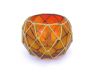 Orange Japanese Glass Fishing Float Bowl with Decorative Brown Fish Netting 8 - 4