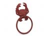 Red Whitewashed Cast Iron Crab Towel Holder 8 - 2
