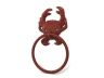Red Whitewashed Cast Iron Crab Towel Holder 8 - 1