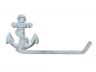 Whitewashed Cast Iron Anchor Bathroom  Set of 3 - Large Bath Towel Holder and Towel Ring and Toilet Paper Holder - 3