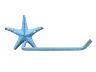 Rustic Light Blue Cast Iron Starfish Bathroom Set of 3 - Large Bath Towel Holder and Towel Ring and Toilet Paper Holder - 3