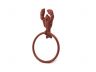 Red Whitewashed Cast Iron Lobster Towel Holder 9 - 1