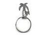 Antique Silver Cast Iron Palm Tree Bathroom Set of 3 - Large Bath Towel Holder and Towel Ring and Toilet Paper Holder - 2