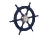 Deluxe Class Dark Blue Wood and Chrome Pirate Ship Wheel Clock 24 - 4