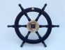 Deluxe Class Dark Blue Wood and Chrome Pirate Ship Wheel Clock 24 - 2