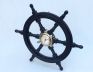Deluxe Class Dark Blue Wood and Chrome Pirate Ship Wheel Clock 24 - 8
