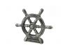 Antique Silver Cast Iron Ship Wheel Door Stopper 9 - 1