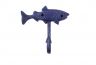 Rustic Dark Blue Cast Iron Fish Key Hook 6 - 1