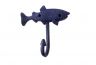 Rustic Dark Blue Cast Iron Fish Key Hook 6 - 2