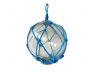 Clear Japanese Glass Ball Fishing Float with Dark Blue Netting Decoration 12 - 1