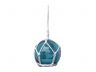 LED Lighted Light blue Japanese Glass Ball Fishing Float with White Netting Decoration 3 - 1