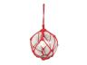 Clear Japanese Glass Ball Fishing Float with Red Netting Decoration 10 - 1