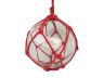 Clear Japanese Glass Ball Fishing Float with Red Netting Decoration 10 - 2