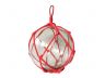Clear Japanese Glass Ball Fishing Float with Red Netting Decoration 12 - 1